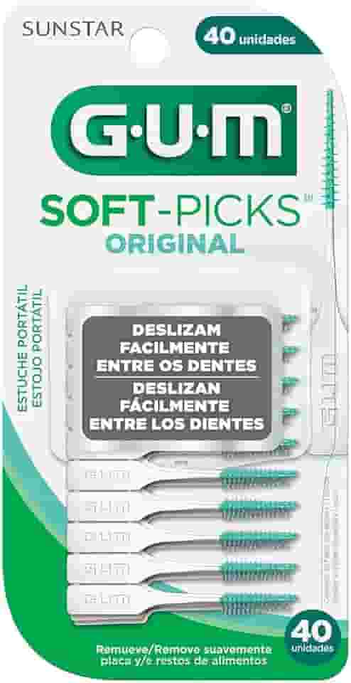 Soft Picks GUM Original, Palitos Interdentais, com estojo portátil, 40 unid., Gum