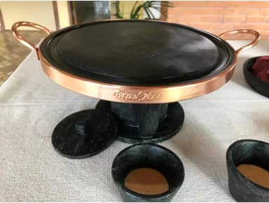 Fondue para carne 37 centimetros de pedra sabao com rechaud