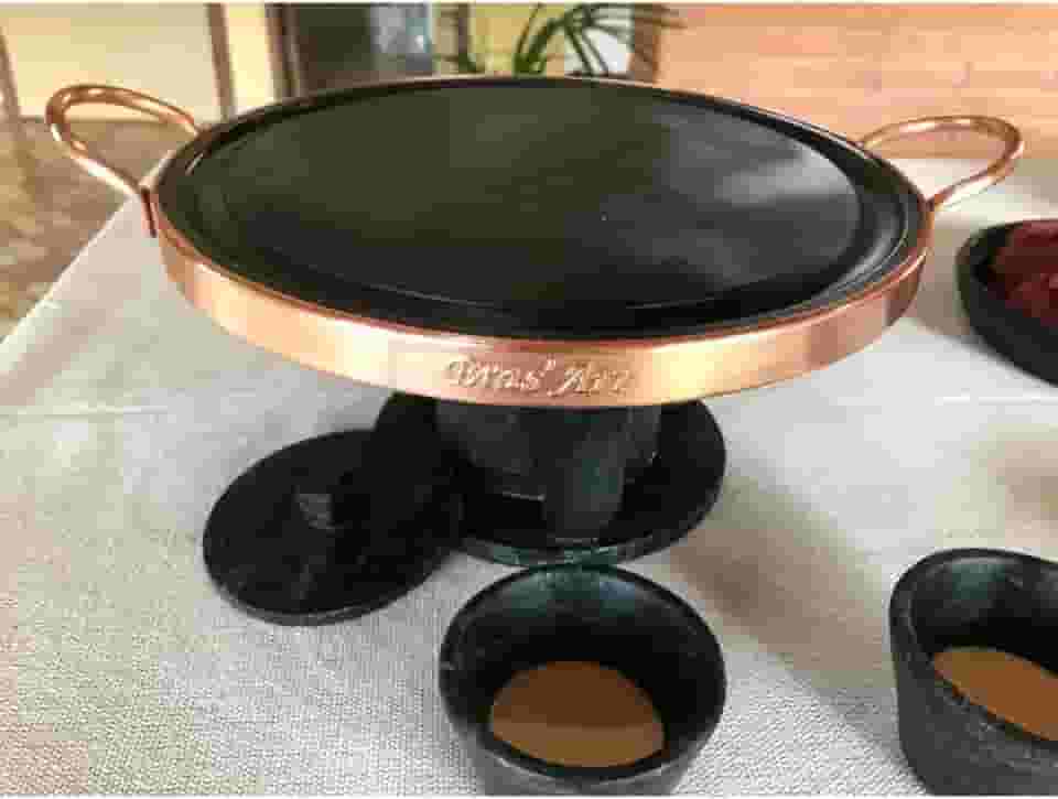 Fondue para carne 37 centimetros de pedra sabao com rechaud