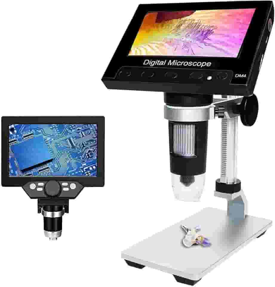 Microscópio Digital LCD 1000x HD 1080p com 8 Luzes LED Ajustáveis