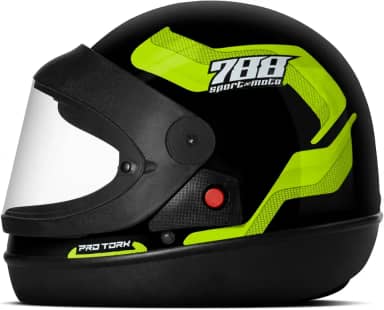 CAPACETE FECHADO PRO TORK SPORT MOTO 788 PRETO - AMARELO TAM. 58