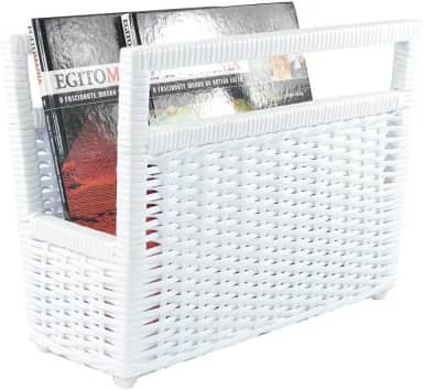 Porta Revisteiro Cesto Jornais Livros Fibra Sintética 34x30x20 - Branco