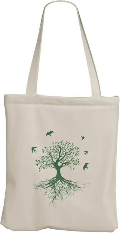 Ecobag Natureza Pássaros e Árvores Bolsa de Praia Grande Sacola de Tecido Algodao Dobrável Resistente 30x40 REC store