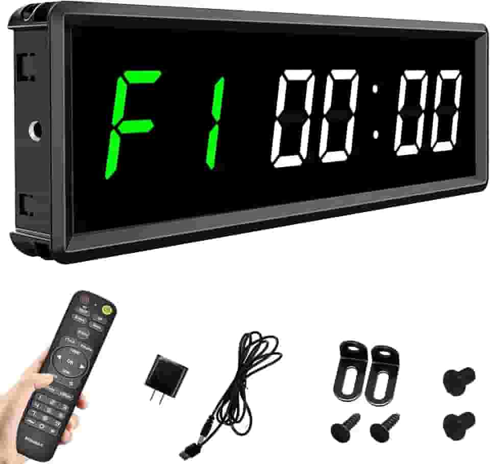 Cronômetro para academia de treino com intervalo de LED remoto Contagem para baixo/para cima Relógio de parede Fitness Home Garage Tabata 3,81 cm Branco