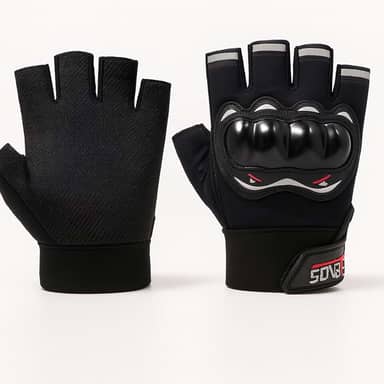 Luva Motociclista Ciclista Meio Dedo Respirável com Proteção nas Juntas – Touchscreen, Antiderrapante, Alta Ventilação