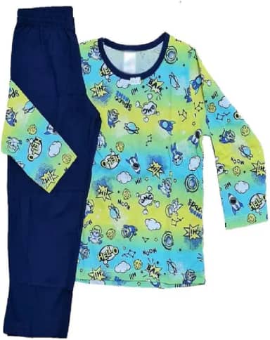 Conjunto Pijama Infantil Malha Fria – Macio, Leve e Fresquinho | 2 a 6 Anos | Unissex | Estampas Sortidas