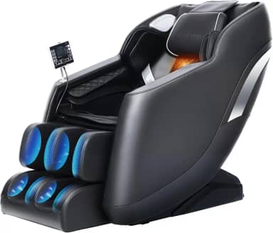 Redcamp Cadeira de massagem 2025 Full Body Zero Gravity SL-Track Shiatsu cadeira reclinável com calor, controle de IA, varredura corporal, preta