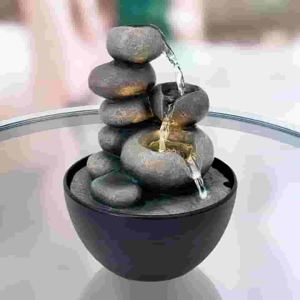 Fonte de Água Decorativa de Mesa Stone com LED