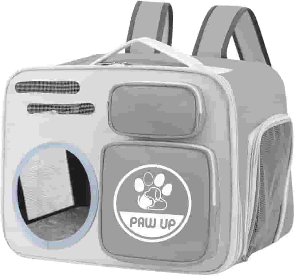 Bolsa Transporte Pet para Gatos 40x30x26 cm,Mochila em Tecido Oxford Respirável e Resistente, Espaçosa, com Ventilação, Alças Ergonômicas e Bolso Externo, Ideal para Viagens e Passeios (Cinza)