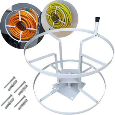 CASA DIAS Enrolador de Mangueira Giratório Metal 30 Metros Branca