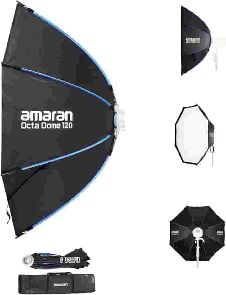 Amaran Octa Dome 120, 4 pés (120 cm), suporte octogonal dobrável softbox, configuração rápida para fotografia de retrato e vídeo em grande escala, suave, luz natural, inclui grade de difusão e