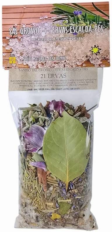 Banho Sal Grosso + Ervas Escalda Pés 21 Vinte E Uma Ervas Emb.180g