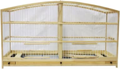 Gaiola Passarinho Em Madeira - Reprodução Canário/Coleira/Curió - Abaulada Natural