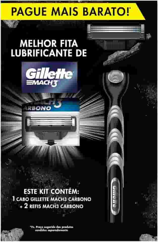 Kit Mach3 Carbono 1 Cabo + 2 Refis, Higiene Pessoal, Cuidado com a barba, Lâminas e Aparelhos de Barbear