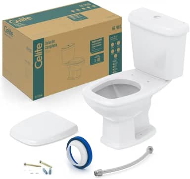 Kit Vaso Sanitário com Caixa Acoplada e Assento Soft Close Fit Plus Celite, Cor: Cinza Prata