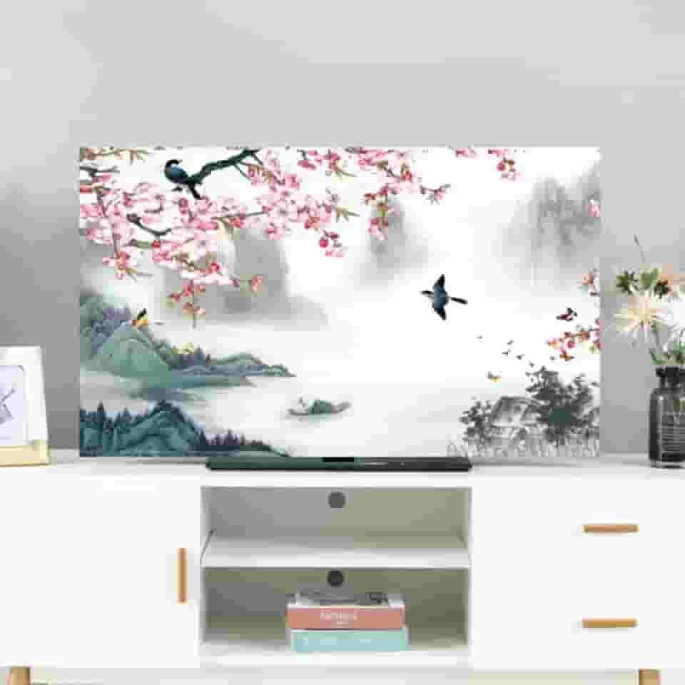Capa de TV Protetores de Tela de TV Padrão Colorido Multitamanho Tela de TV Universal Decorativa para LCD LED Antiderrapante Capa de Poeira Quarto Sala de Estar Decoração-Flor 3||65 polegadas