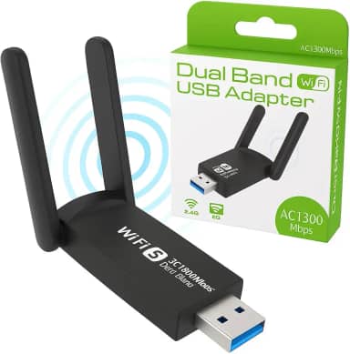 Adaptador Placa Wi-Fi USB 3.0 Dual Band 1300Mbps de Rede com 2 Antenas – Internet Rápida em 5GHz e 2.4GHz, Alta Performance para PC e Notebook