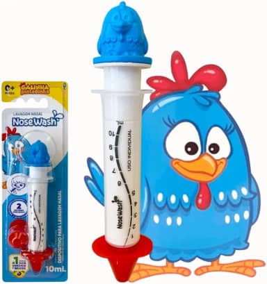 Seringa de Lavagem Nasal NoseWash para Bebês e Crianças, Limpador de Nariz, Alivia Alergias e Congestão Nasal - Galinha Pintadinha 10ml