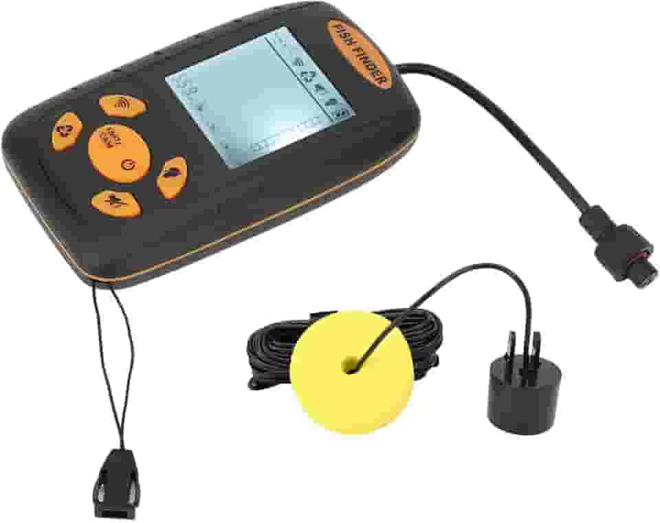 Acouto Localizador de Peixes Portátil Com Sensor Sonar LCD – Localizador de Profundidade Portátil para Pesca Em Caiaque, Barco e Lago