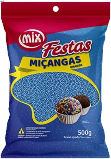 Confeito Miçanga Granulado Brigadeiro, Doces, Confeitaria Várias Cores 500g (Azul)