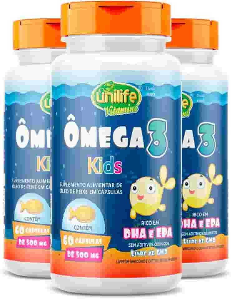 Kit 3 Ômega 3 Kids 500mg Unilife 60 Cápsulas