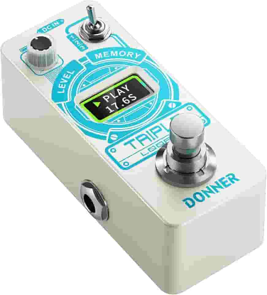 Donner Pedal de efeito de guitarra Triple Looper com mostrador de barra de progresso do tempo, 3 compartimentos para salvar faixas de loop