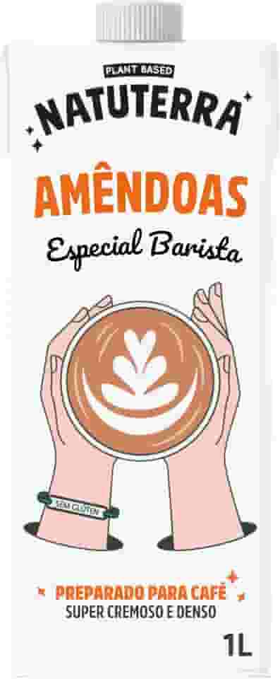 Bebida Vegetal Barista de Amêndoas Natuterra 1L Leite Vegetal de Amêndoas | Bebida de amêndoas sem adição de açúcar, sem lactose, sem colesterol, sem glúten e livre de soja, baixo em calorias | 100% plant based