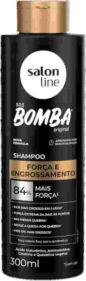 Salon Line, Shampoo, SOS Bomba, Força e Engrossamento, Vegano - Todos os Tipos de Cabelos, 300 ml