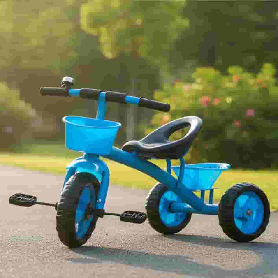 Triciclo Infantil Azul com Cestinha e Assento Anatômico – Pedal Estável e Rodas Largas para Crianças +2 Anos – Segurança, Diversão e Desenvolvimento Motor – Brinquedo Educativo Meninos e Meninas