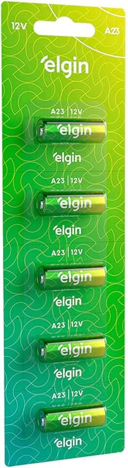 Bateria Alcalina A23 Cartela com 5 Unidades Elgin 12V Pilha