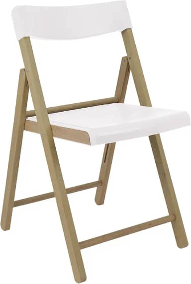 FSC Cadeira Dobrável Tramontina Potenza em Madeira Tauari com Acabamento Lixado com Assento e Encosto Branco.
