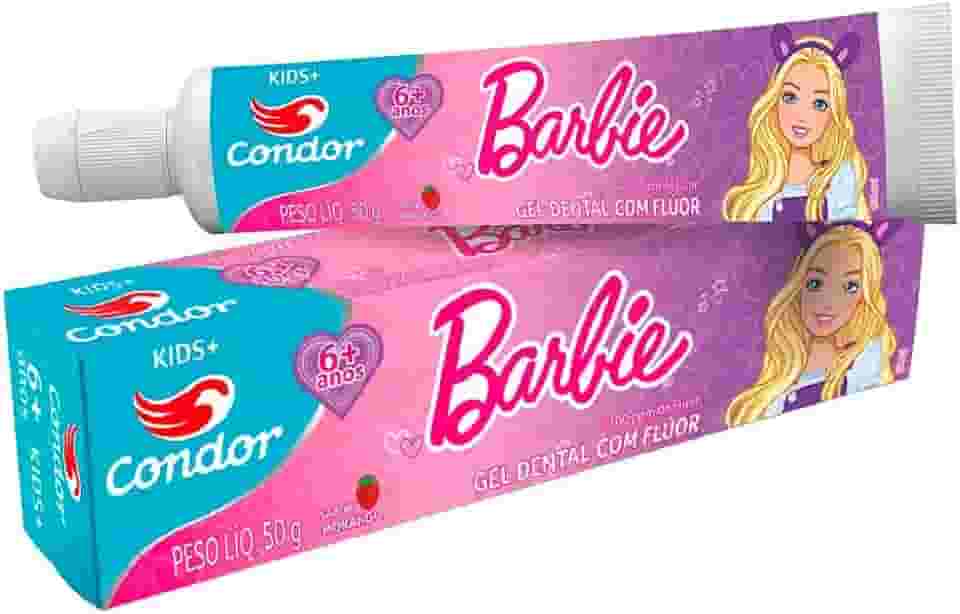 Condor, Creme Dental Infantil Kids+ Barbie, Com Flúor, 6 anos ou Mais, Sabor Morango, 50G