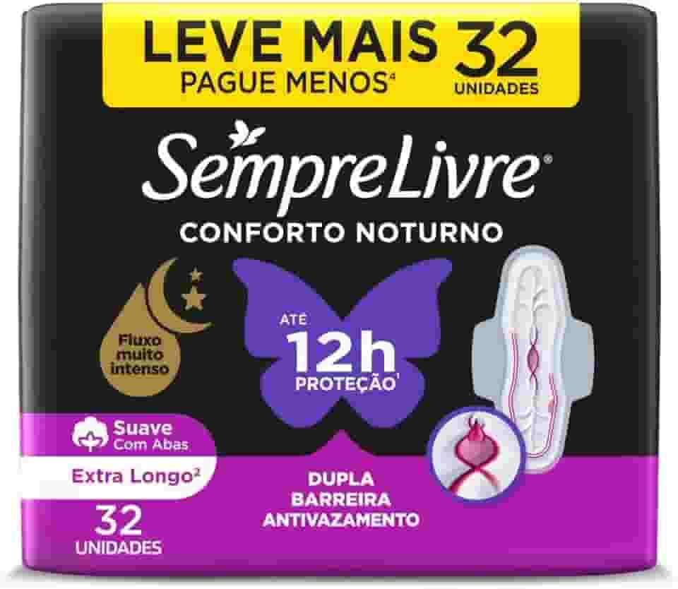 Sempre Livre Absorvente Externo Noturno Plus Noite e Dia Suave 32un Embalagem pode variar