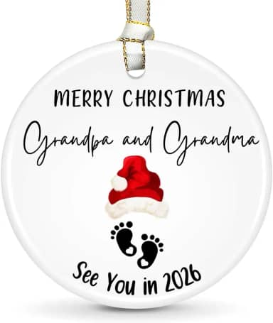 Anúncio de gravidez para a família dos avós, presentes de revelação de gênero, presentes de avós pela primeira vez para avó, avô - Ornamento de anúncio de gravidez de bebê para nova avó