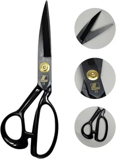 LANMAX Tesoura Alfaiate Costura Reforçada Titanium Profissional 8'' Preta