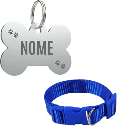 Coleira Personalizada Com Nome E Telefone A Lase (M, Rosa)