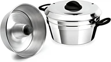 Conjunto de Formas para Pudim Banho Maria 22 cm, 3 em 1, Alumínio Polido, 3.300 ml