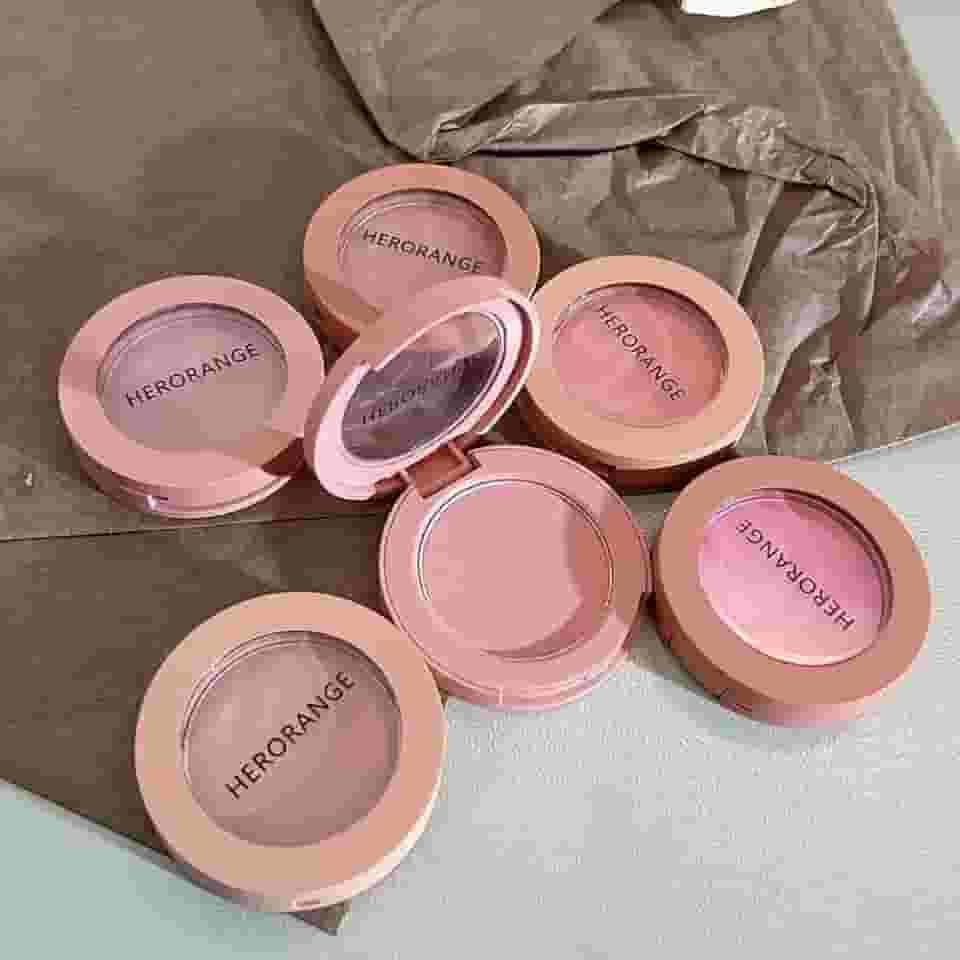 Blush em Pó Compacto, Cor Pêssego Natural, Longa Duração à Prova d'Água, Acabamento Matte