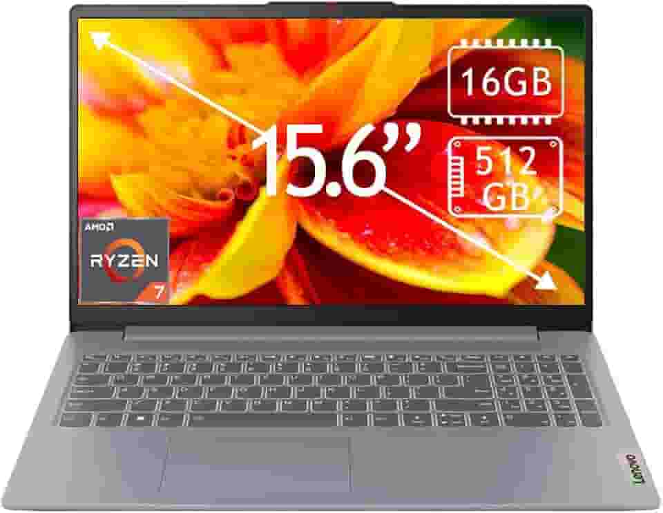 Lenovo Laptop IdeaPad Slim 3 de 15,6 polegadas Full HD com tela sensível ao toque – AMD Ryzen 7 5825U, 16 GB de memória, SSD de 512 GB, cinza ártico