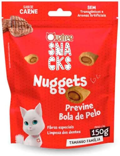 QUATREE SNACKS NUGGETS GATO BOLA DE PELO CARNE 150G