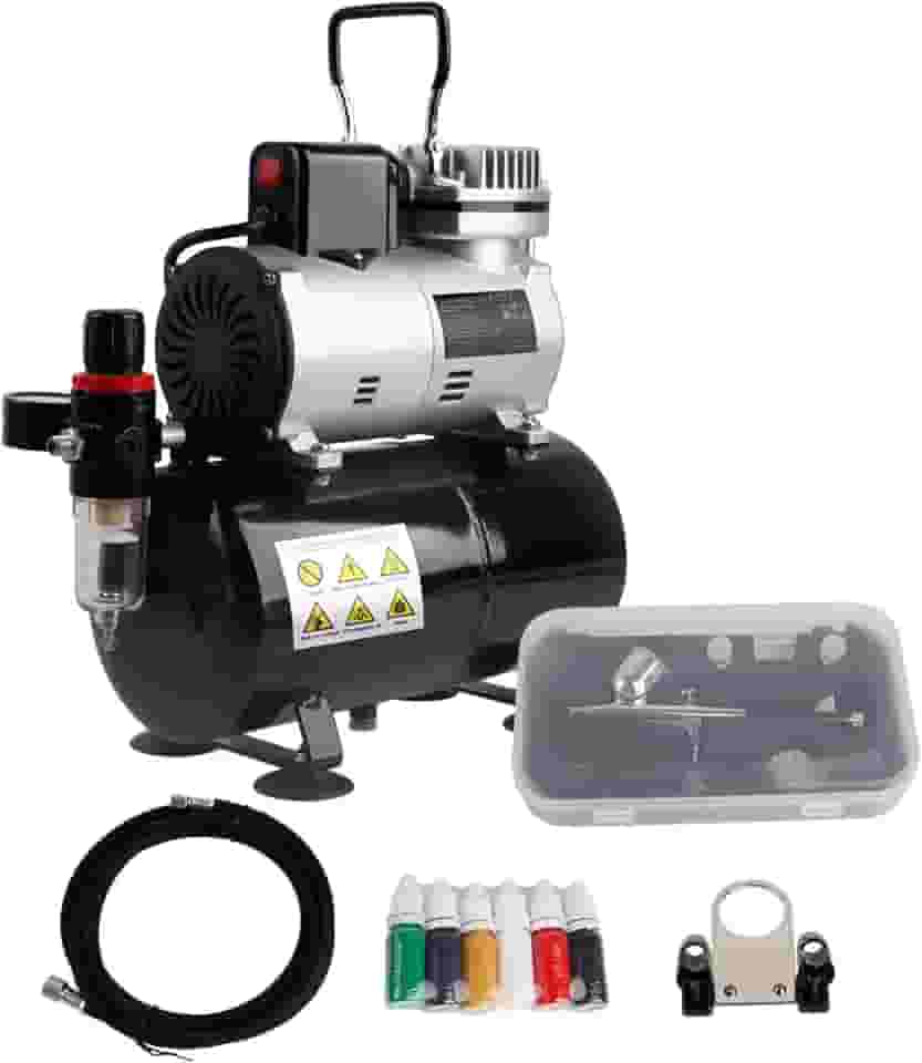 TIMBERTECH ABPST08K Compressor de aerógrafo conjunto completo com ventilador de refrigeração atualizado mini compressor pistola de aerógrafo e acessórios de aerógrafo