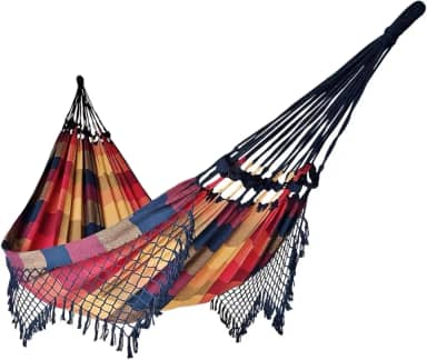 Rede de Dormir Casal Balanço de Algodão Reforçada 3,80m x 1,50m Cor:Colorida