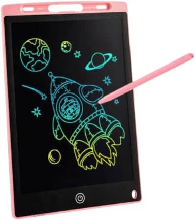 Lousa Mágica Infantil Tela LCD 12' e Caneta, Tablet Digital Tela 12', Brinquedo Infantil para Treinar Caligrafia Desenhar Pintar, Tablet Educativo para Iniciação Escolar - Cor Rosa