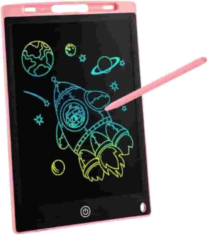Lousa Mágica Infantil Tela LCD 12' e Caneta, Tablet Digital Tela 12', Brinquedo Infantil para Treinar Caligrafia Desenhar Pintar, Tablet Educativo para Iniciação Escolar - Cor Rosa