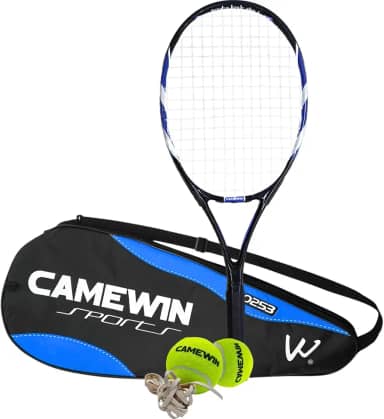 Kit Raquete de Tênis 26 Polegadas Fibra de Carbono com Estojo Azul + 2 Bolinhas de Tênis