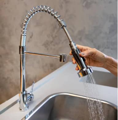 ELORIA Torneira Gourmet Monocomando, Flexível com Acabamento Inox Brilho, Estilo Profissional para Cozinha