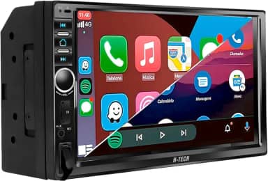 MULTIMÍDIA MP5 2 DIN 7" COM BOTÃO, FM, USB, SD, AUX, BLUETOOTH, ESPELHA TODOS ANDROID E IOS, CARPLAY E ANDROID AUTO CONECTIVIDADE COM FIO