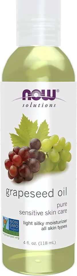 NOW Foods Soluções, óleo de semente de uva, cuidados com a pele sensível, hidratante sedoso leve para todos os tipos de pele, 118 ml