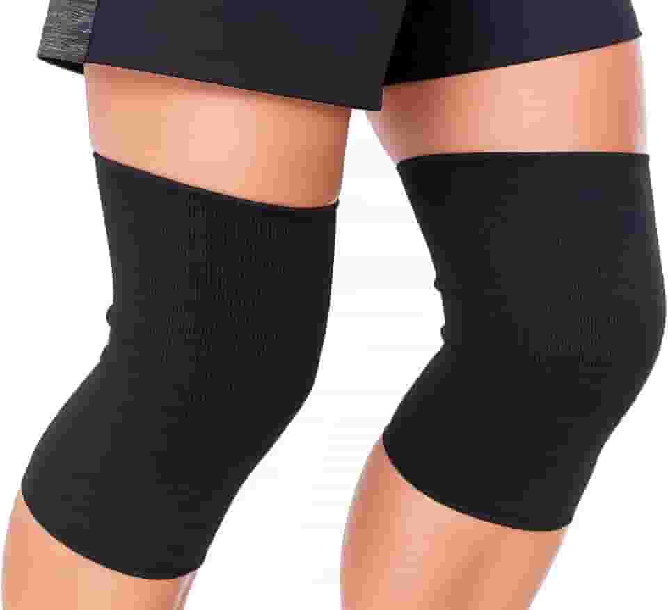 KIT com 2 Joelheira de poliester preta Lisa Elástica Ortopédica De Compressão Dores Ortopédica Recuperação - SHACK