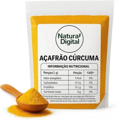 Açafrão Cúrcuma Pó 100% Curcumina Puro - 500 gramas - com Laudo